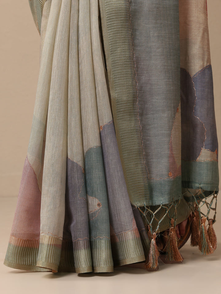 Blue Woven Design Silk Blend Saree With Unstitched Blouse Piece