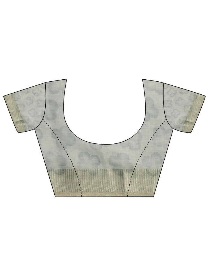 Blue Woven Design Silk Blend Saree With Unstitched Blouse Piece