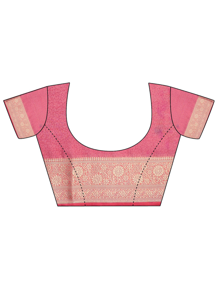 Orange Printed Banarasi Georgette Saree With Unstitched Blouse Piece