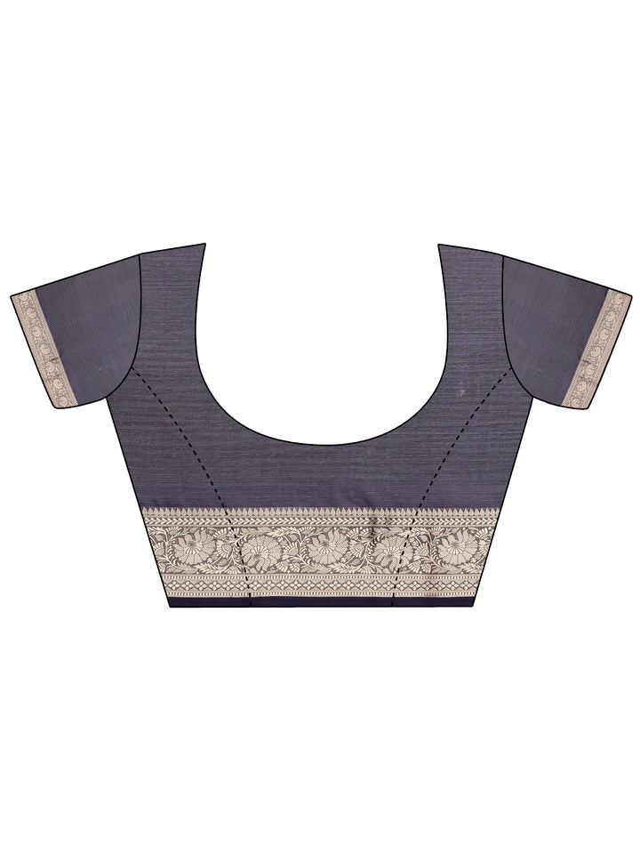 Blue Printed Banarasi Georgette Saree With Unstitched Blouse Piece