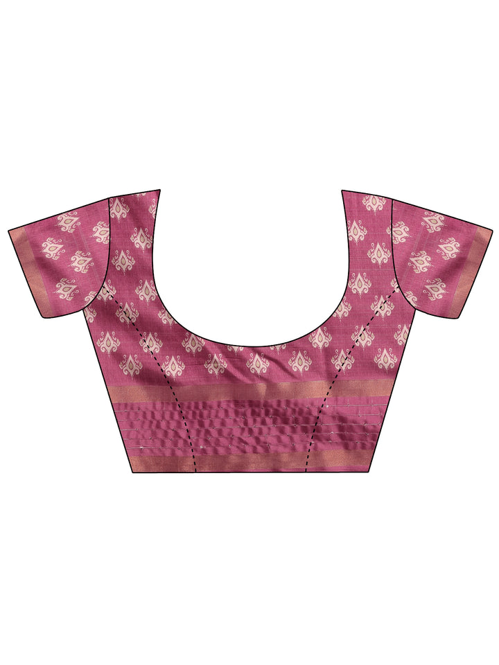 Mauve Printed Silk blend Saree With Unstitched Blouse Piece