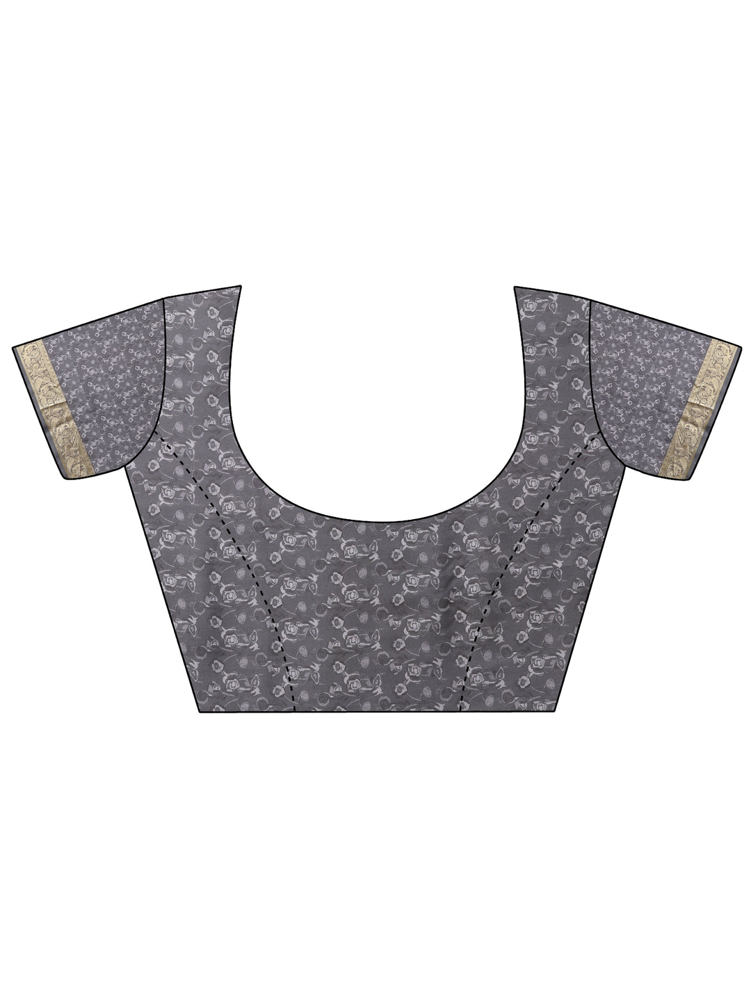 Grey Printed Crepe Saree With Unstitched Blouse Piece