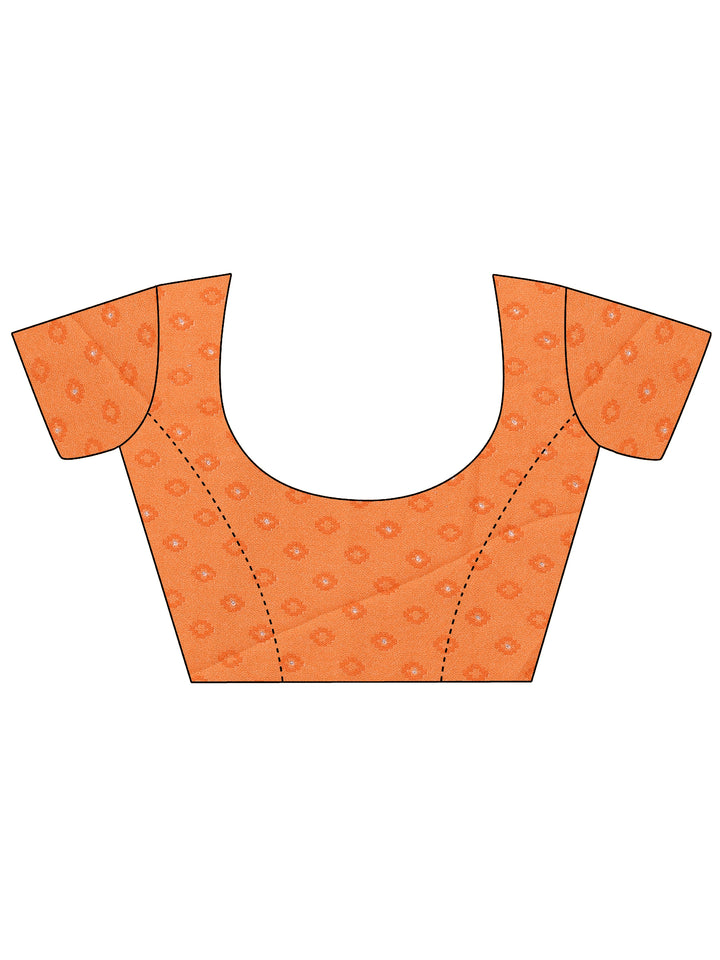 Multi Printed Chinon Saree With Unstitched Blouse Piece