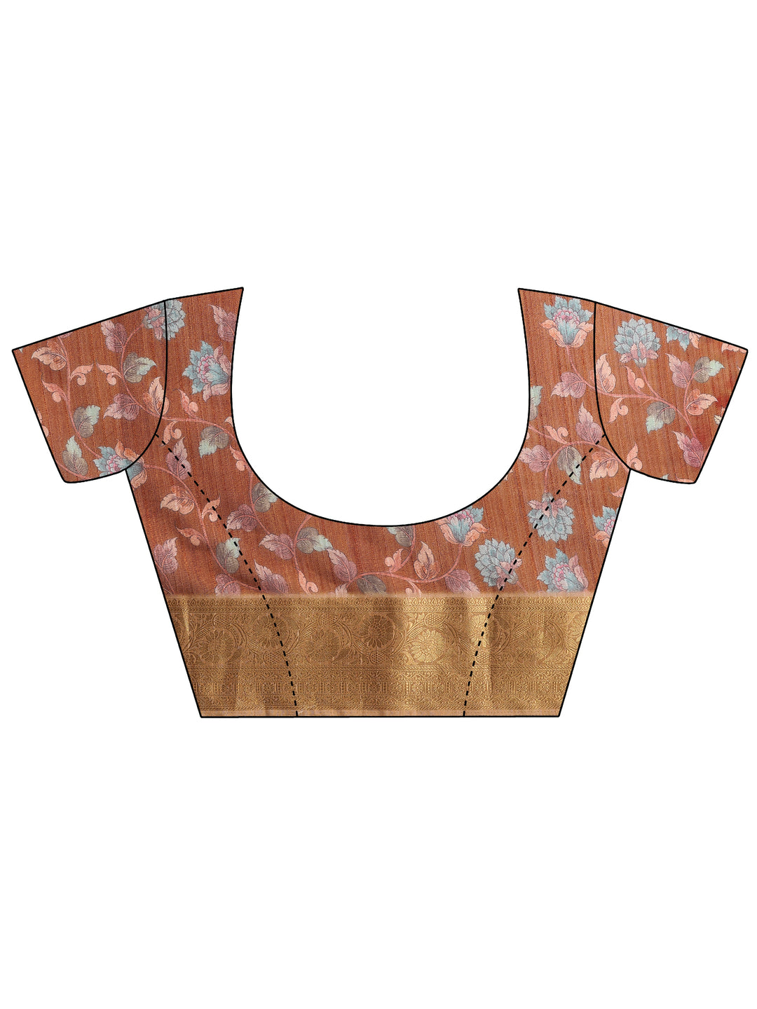 Tan Printed Georgette Saree With Unstitched Blouse Piece