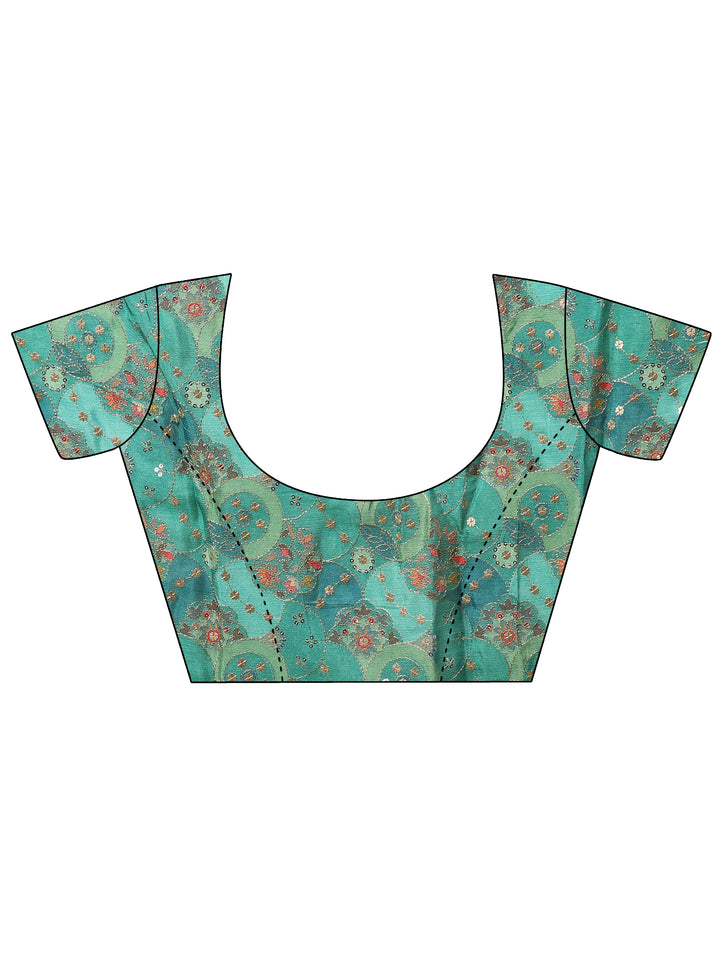 Green Solid Georgette Saree With Unstitched Blouse Piece