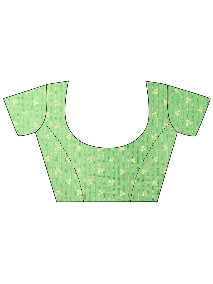 Green Bandhani Printed Chiffon Saree With Unstitched Blouse Piece