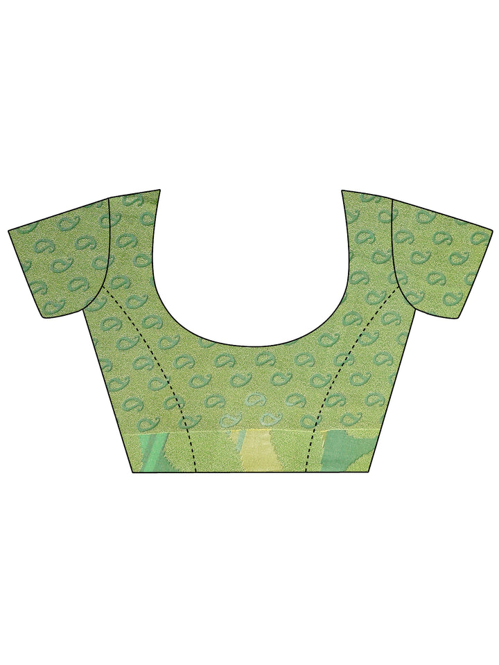 Green Printed Georgette Saree With Unstitched Blouse Piece