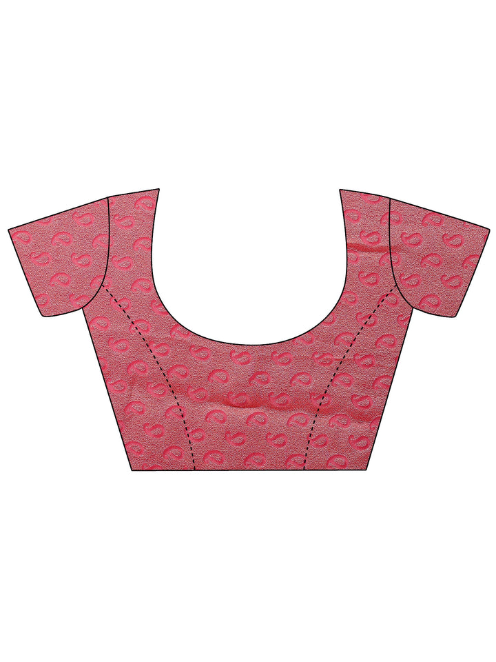 Pink Printed Georgette Saree With Unstitched Blouse Piece