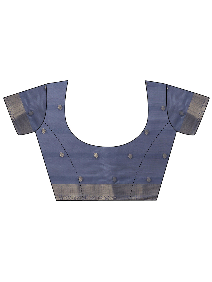 Blue Woven Design Silk Blend Saree With Unstitched Blouse Piece