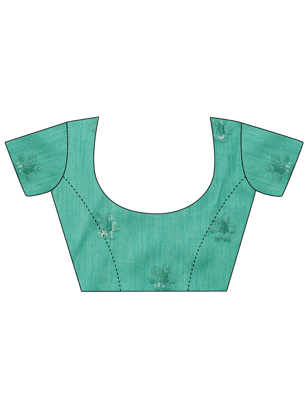 Turquoise Blue Embroidered Organza Saree With Unstitched Blouse Piece