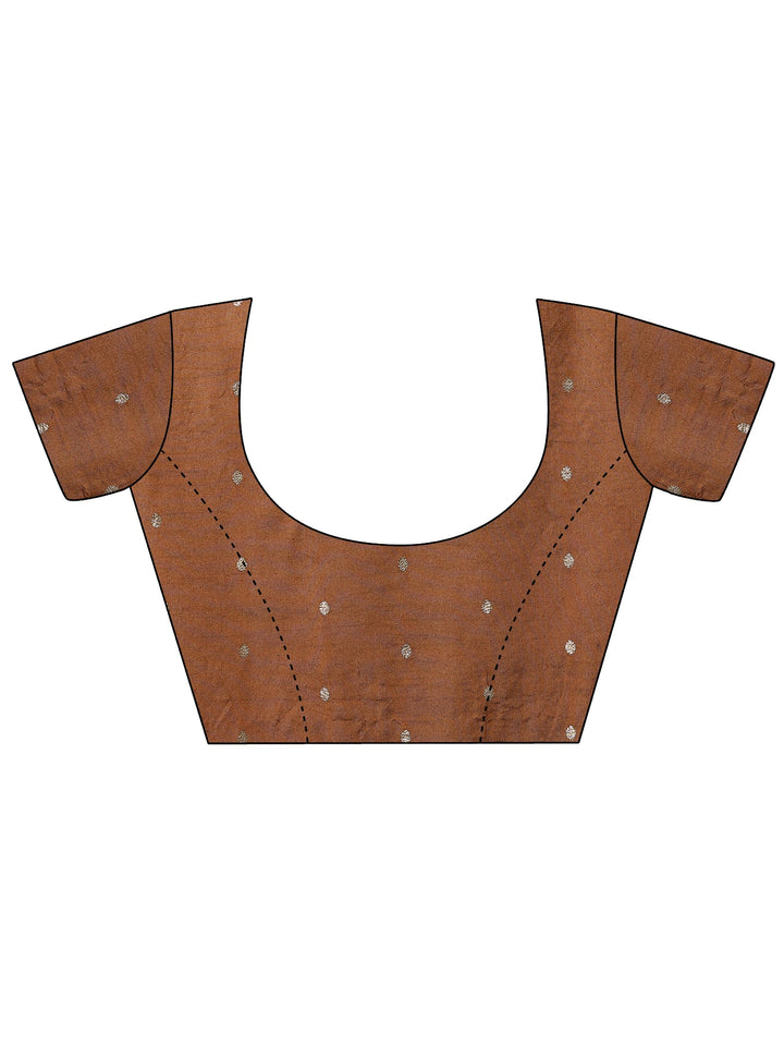 Peach Printed Silk Blend Sarees With Unstitched Blouse Piece