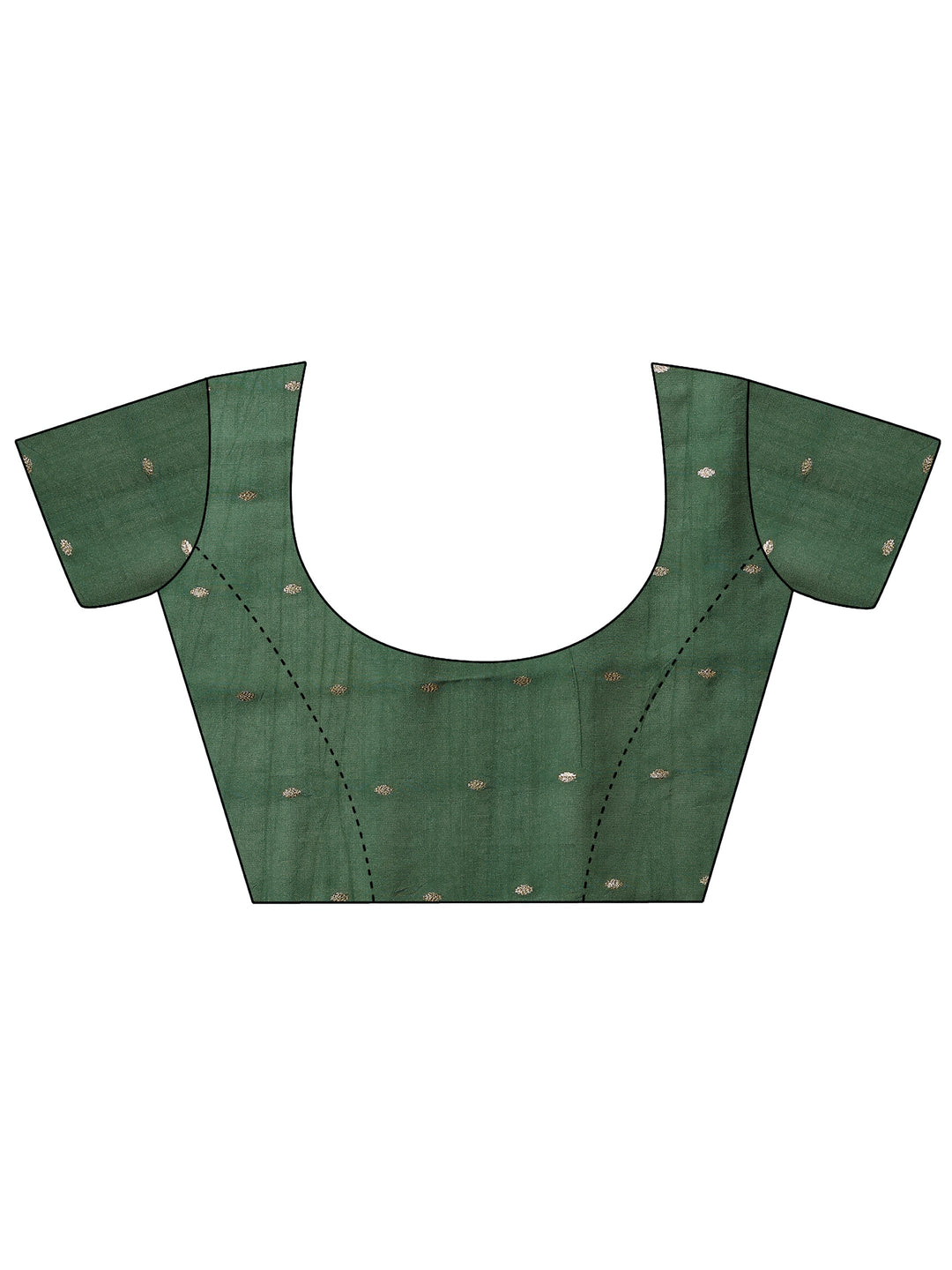 Green Printed Silk Blend Sarees With Unstitched Blouse Piece