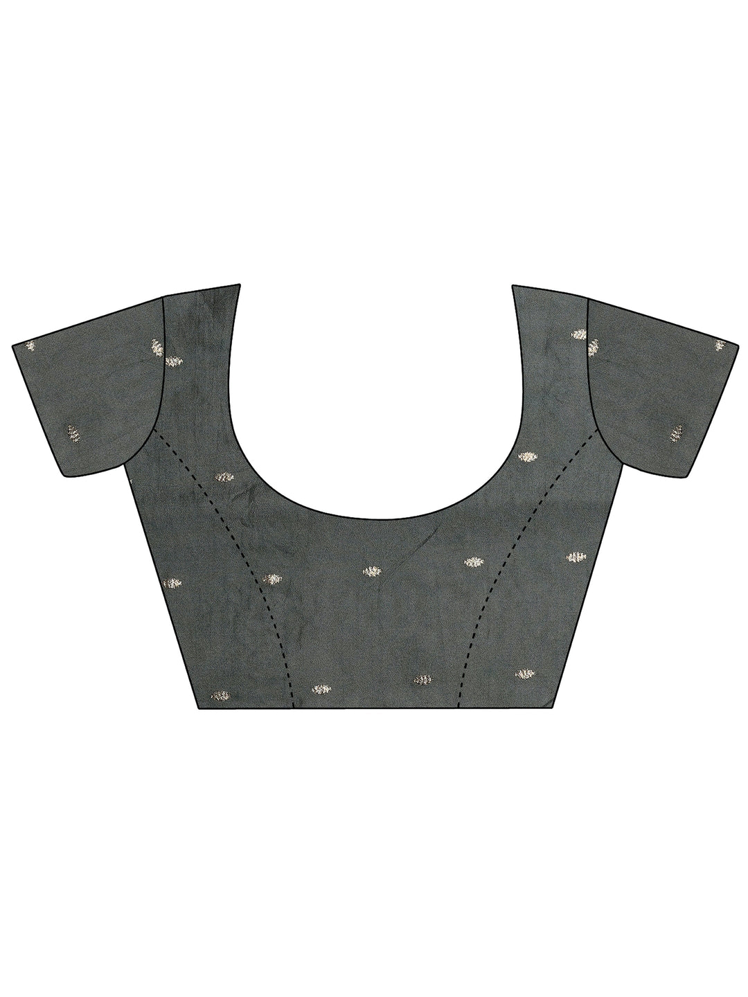 Grey Printed Silk Blend Sarees With Unstitched Blouse Piece