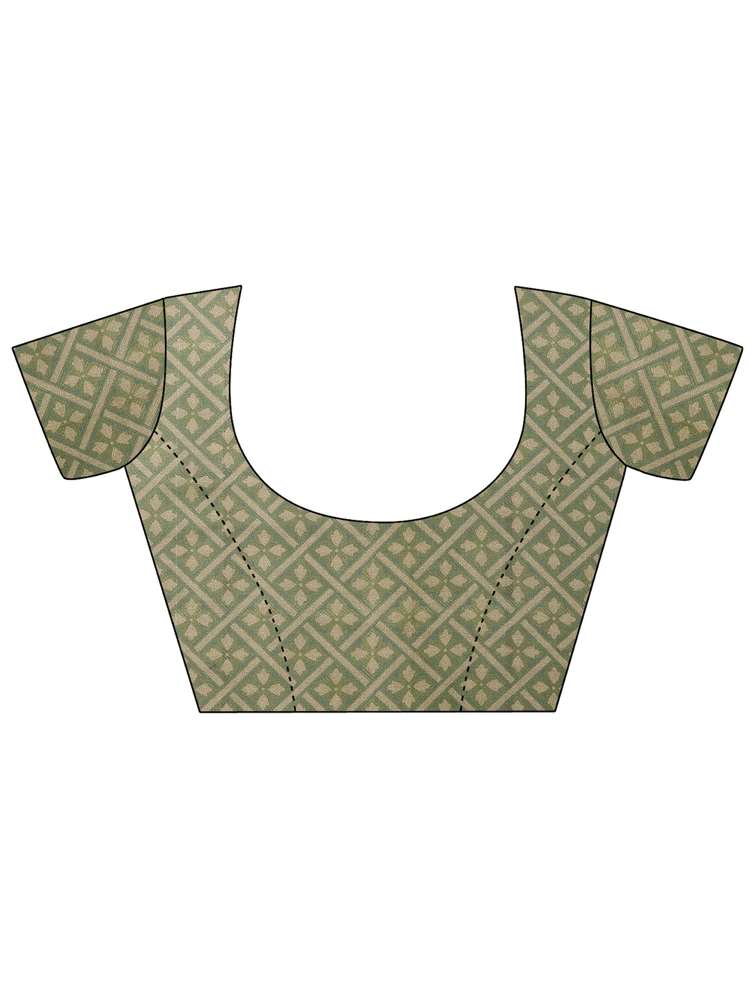 Green Printed Silk Blend Sarees With Unstitched Blouse Piece