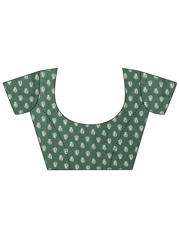 Turquoise blue Printed Georgette Sarees With Unstitched Blouse Piece