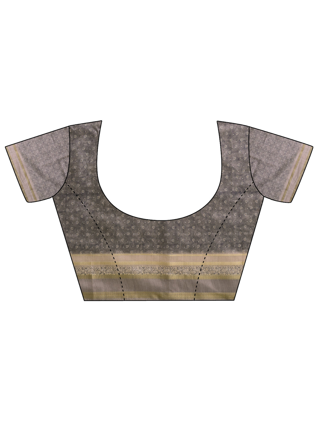 Grey Printed Silk Blend Sarees With Unstitched Blouse Piece