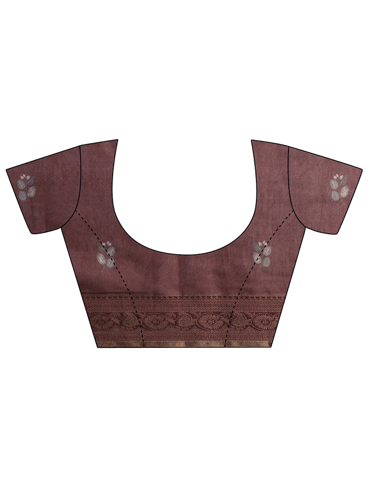 Purple Printed Silk blend Saree With Unstitched Blouse Piece
