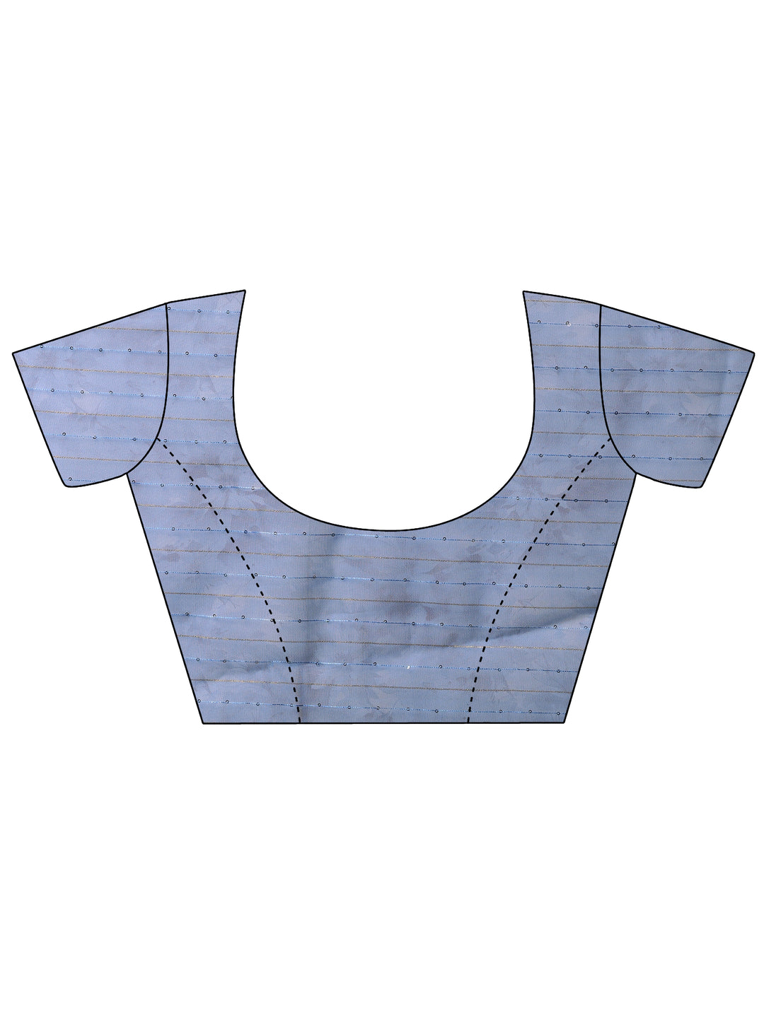 Blue Printed Nylon Saree With Unstitched Blouse Piece