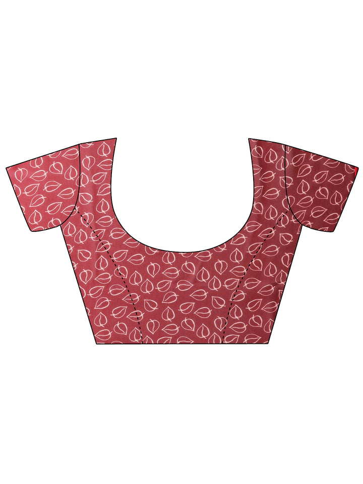 Maroon Printed Georgette Saree With Unstitched Blouse Piece