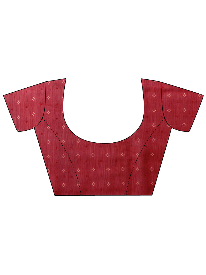 Maroon Bandhani Printed Chiffon Saree With Unstitched Blouse Piece