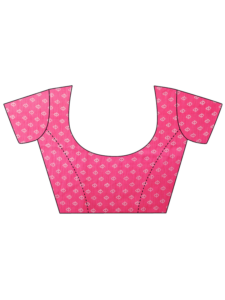 Pink Bandhani Printed Chiffon Saree With Unstitched Blouse Piece