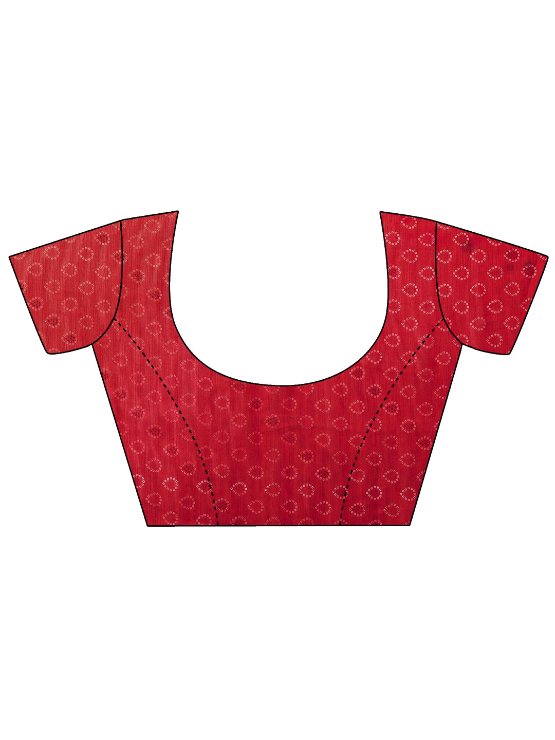 Red Bandhani Printed Chiffon Saree With Unstitched Blouse Piece
