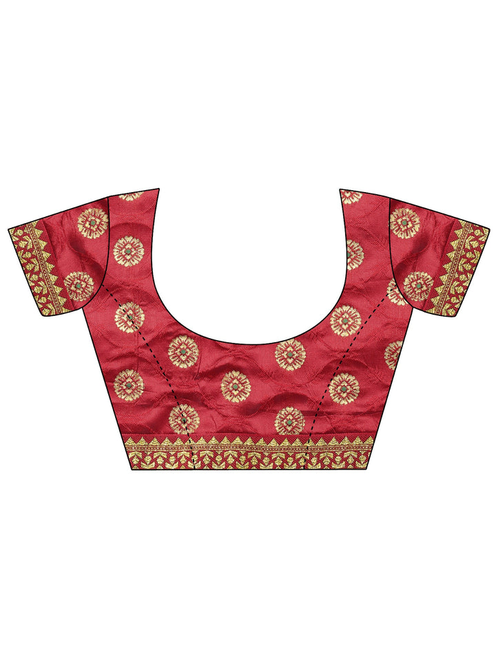 Maroon Bandhani Printed Georgette Saree With Unstitched Blouse Piece