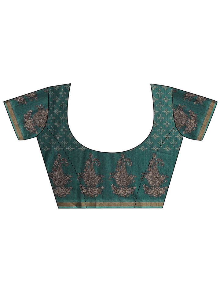 Mauve Printed cotton blend Saree With Unstitched Blouse Piece