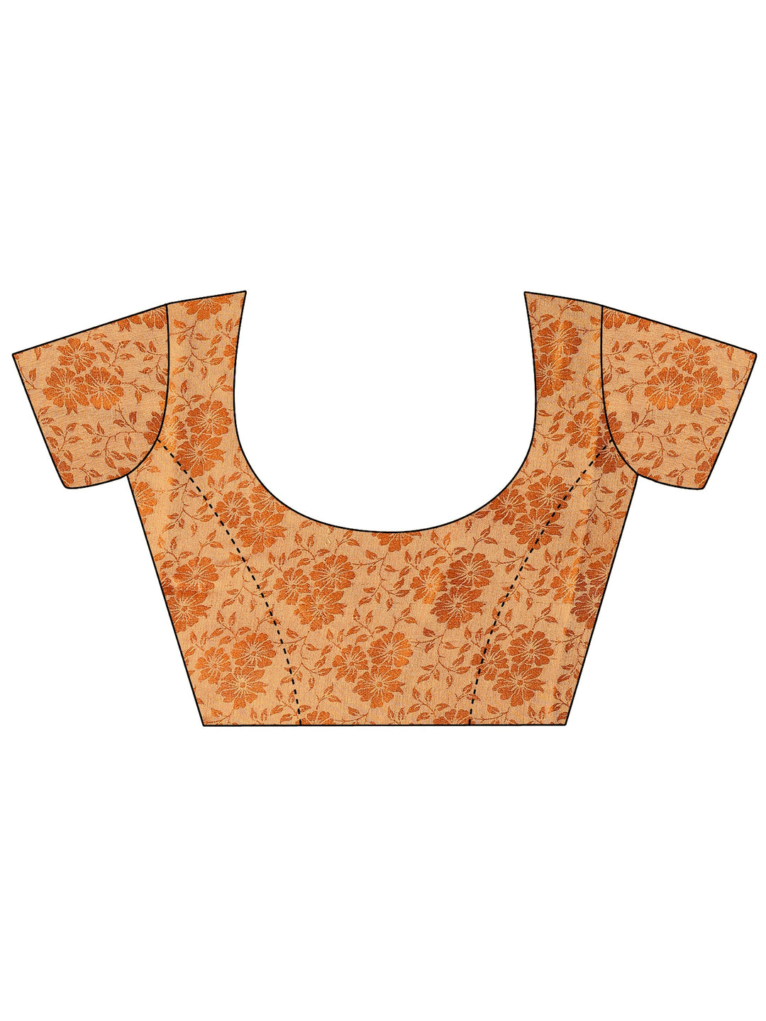 Orange Printed Chiffon Saree With Unstitched Blouse Piece