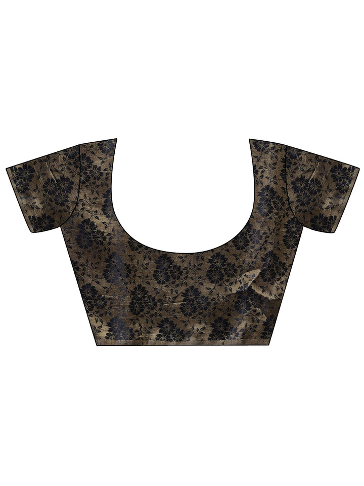 Blue Printed Chiffon Saree With Unstitched Blouse Piece