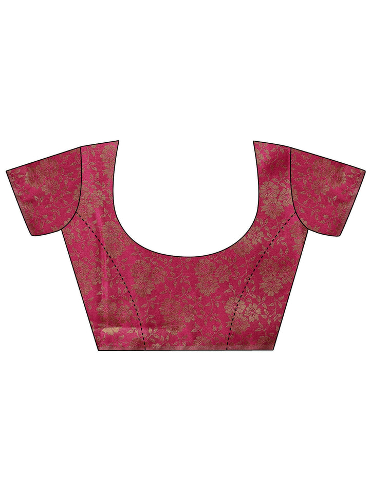 Pink Printed Chiffon Saree With Unstitched Blouse Piece