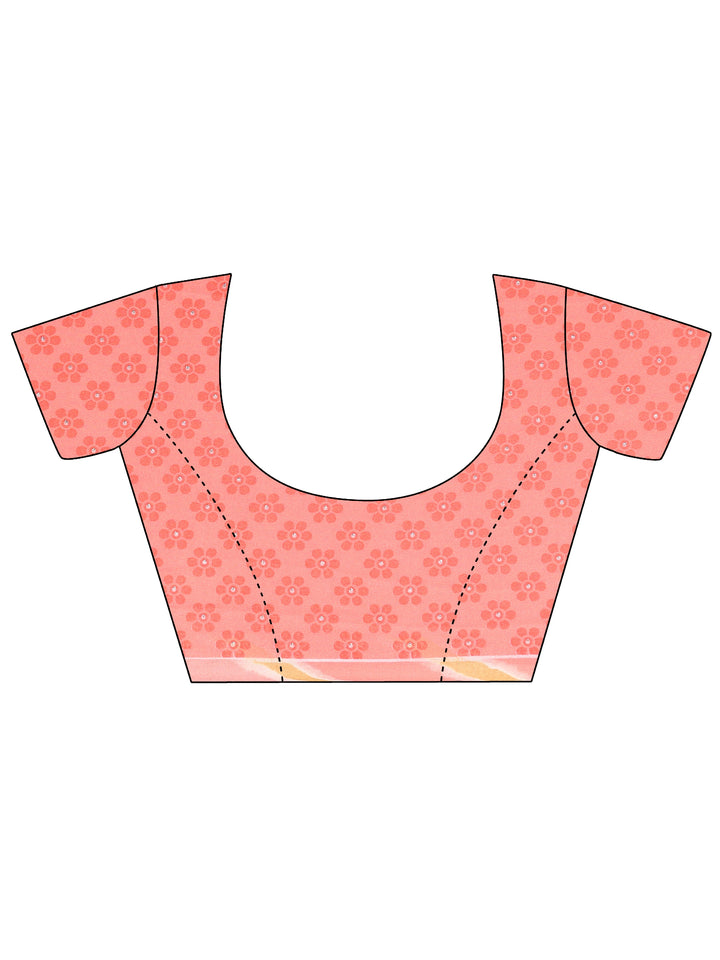 Coral Leheriya Printed Georgette Saree With Unstitched Blouse Piece