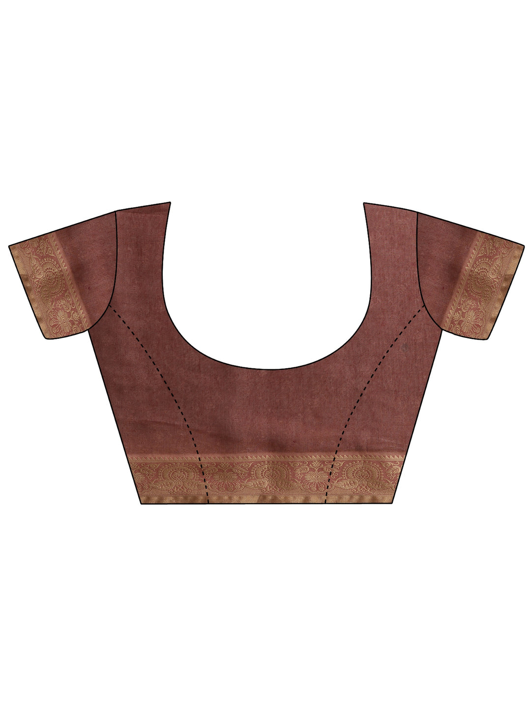 Rust Printed Cotton Blend Sarees With Unstitched Blouse Piece