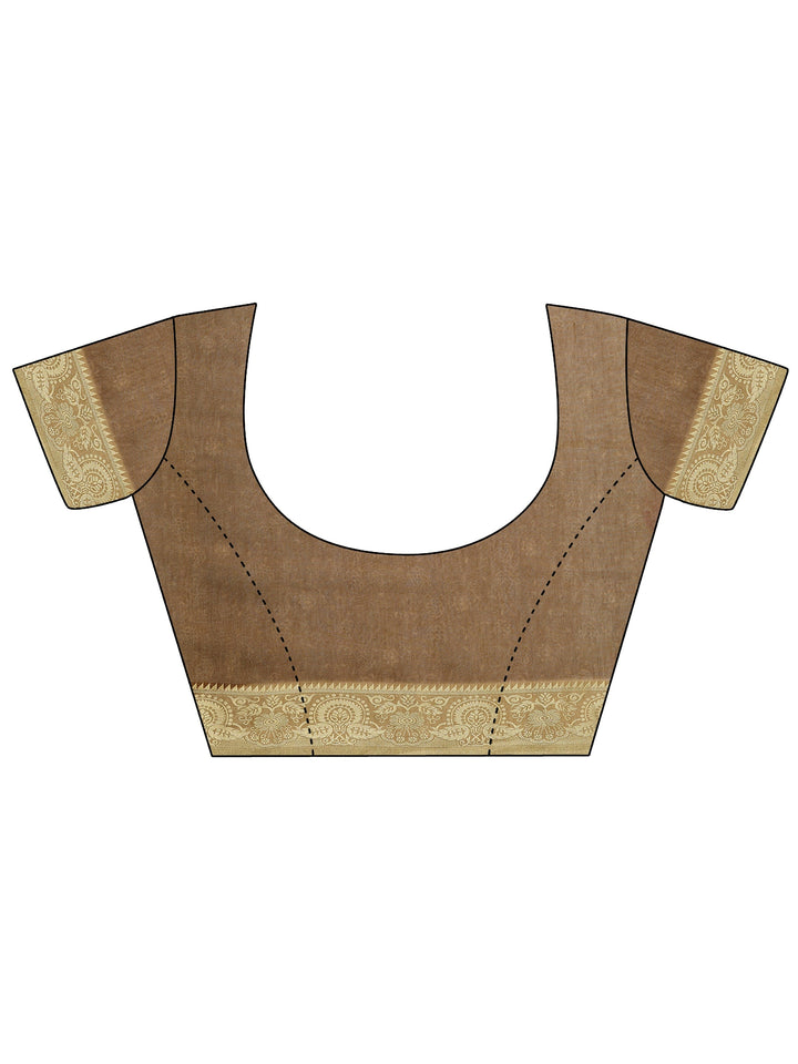 Green Printed Cotton Blend Sarees With Unstitched Blouse Piece