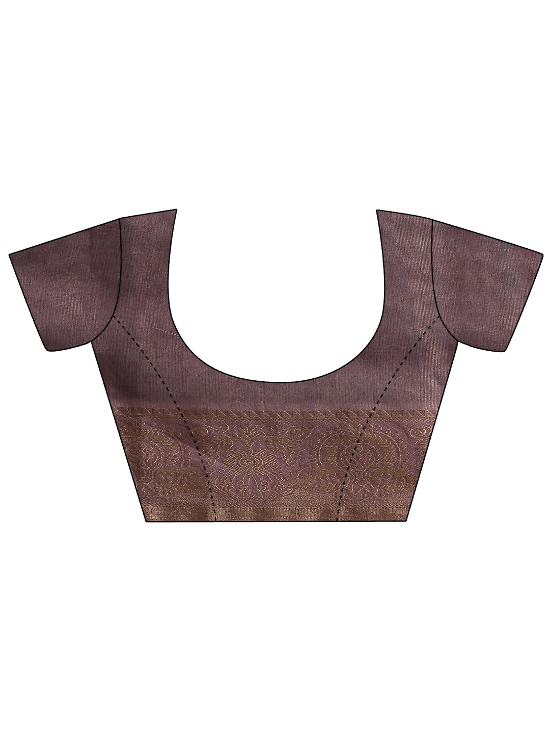 Lavender Printed Cotton Blend Sarees With Unstitched Blouse Piece