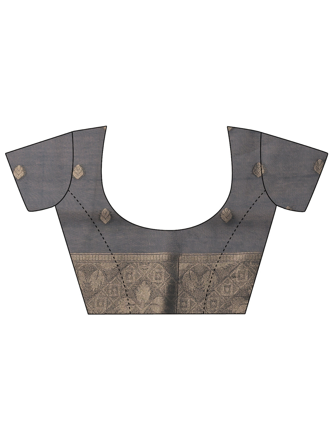 Blue Printed Cotton Blend Sarees With Unstitched Blouse Piece