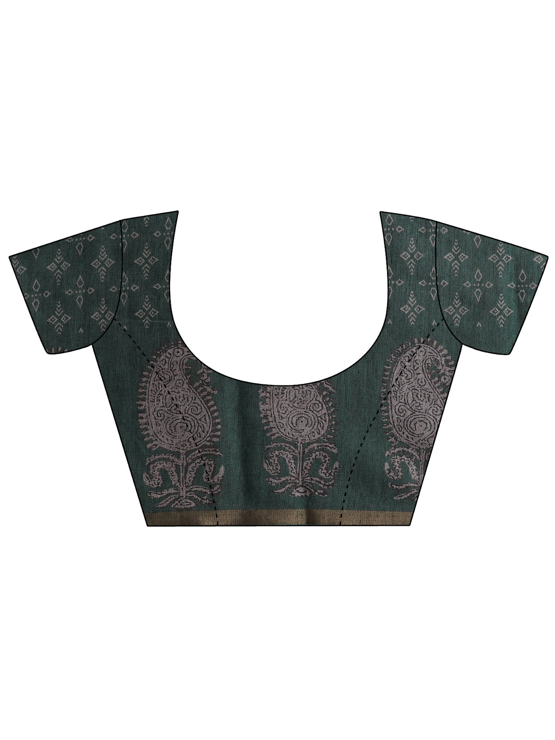 Blue Printed Cotton Blend Sarees With Unstitched Blouse Piece