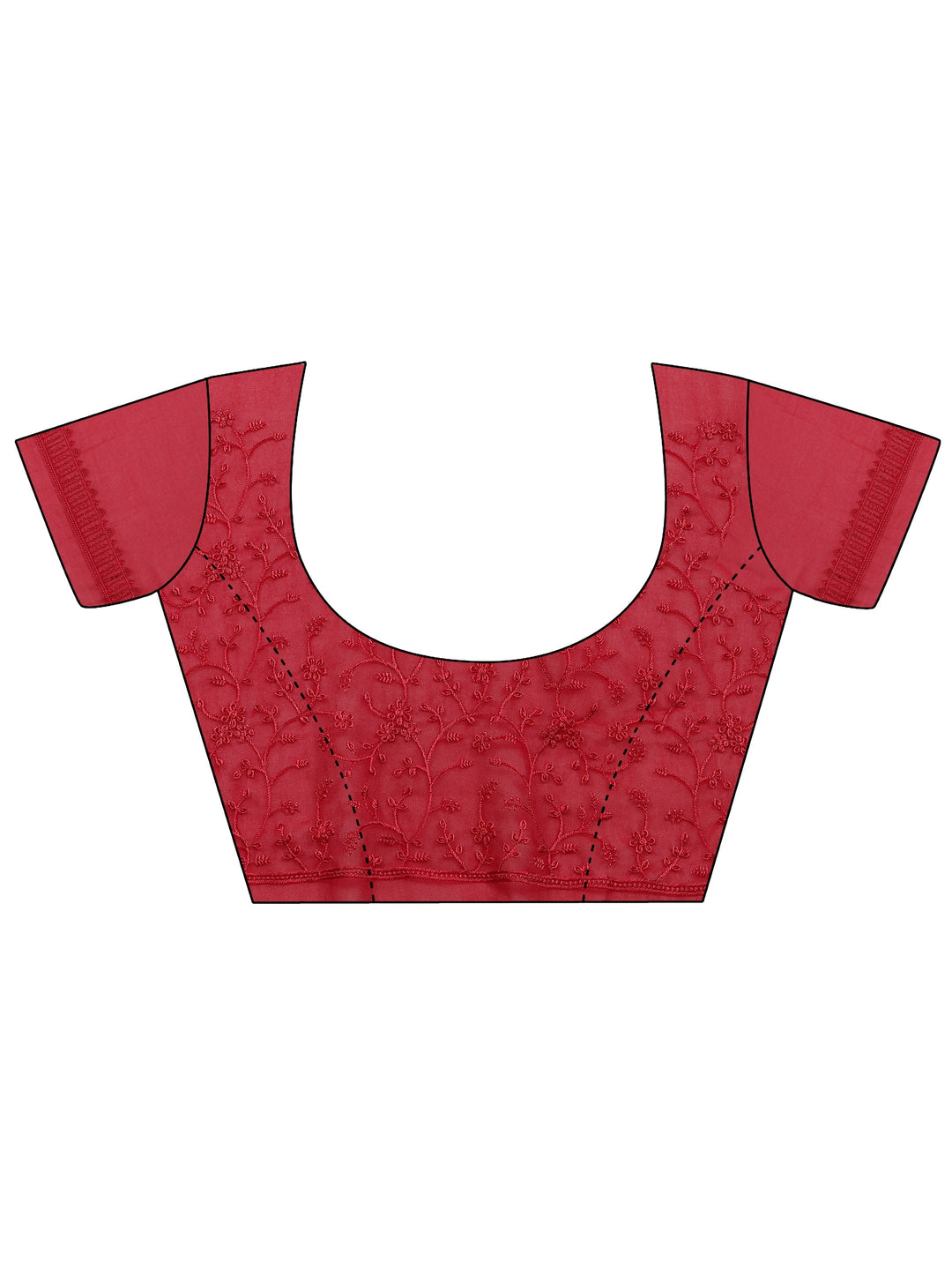 Red Embroidered Georgette Sarees With Unstitched Blouse Piece