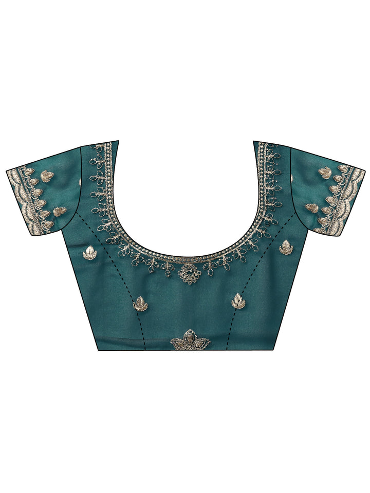 Green Embellished Georgette Sarees With Unstitched Blouse Piece