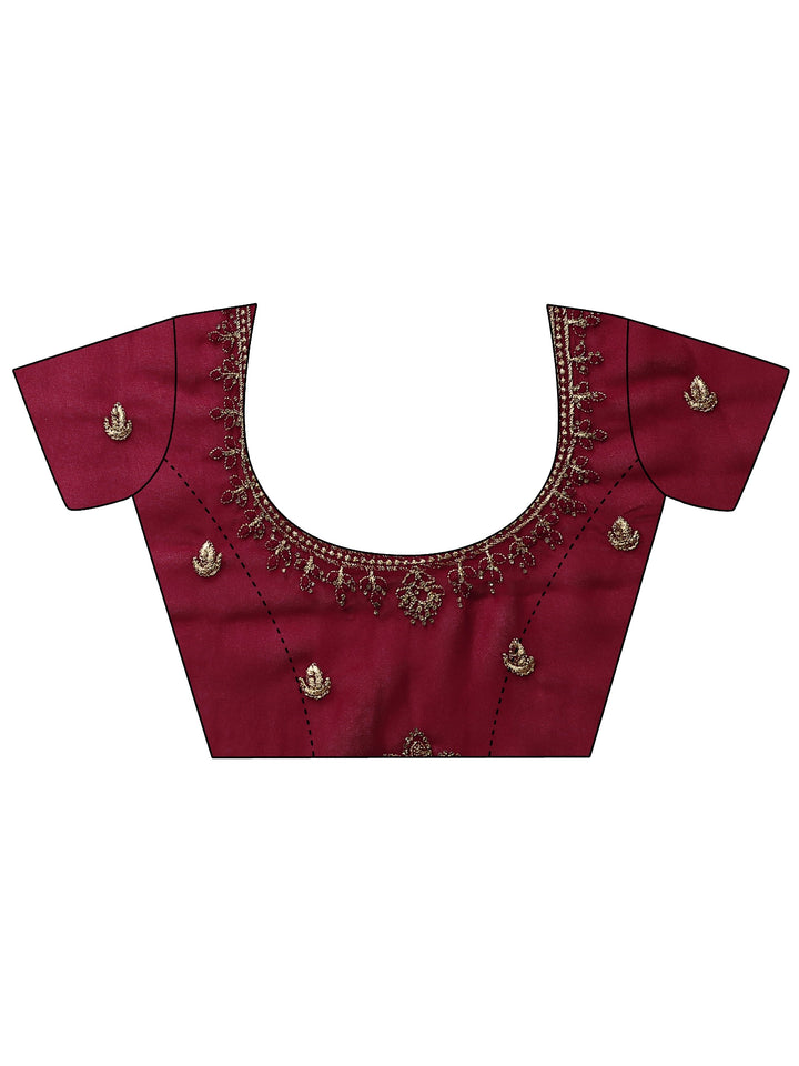 Red Embellished Georgette Sarees With Unstitched Blouse Piece