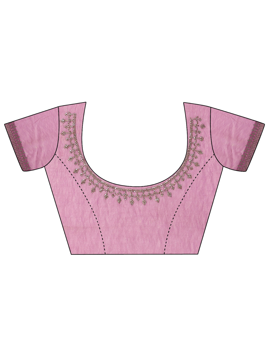 Lavender Embellished Chiffon Sarees With Unstitched Blouse Piece