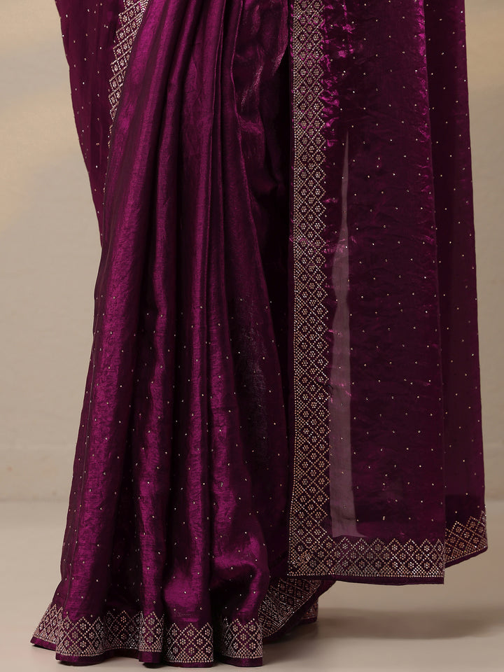 Pink Embellished Organza Sarees With Unstitched Blouse Piece
