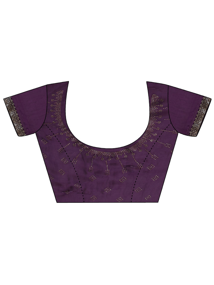 Purple Embellished Organza Sarees With Unstitched Blouse Piece