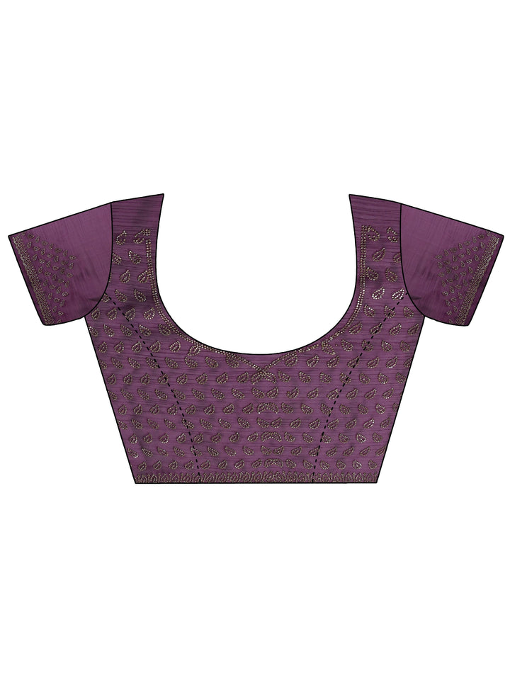Purple Embellished Organza Sarees With Unstitched Blouse Piece