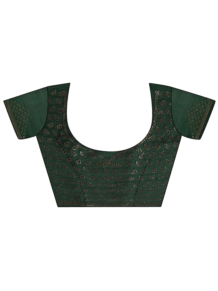 Green Embellished Organza Sarees With Unstitched Blouse Piece
