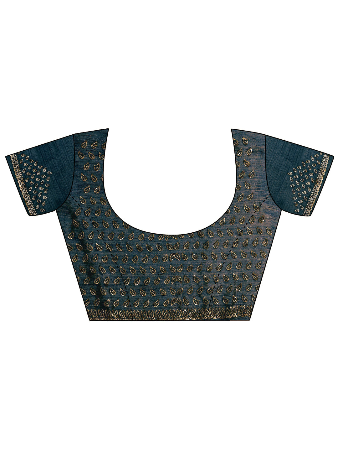 Blue Embellished Organza Sarees With Unstitched Blouse Piece