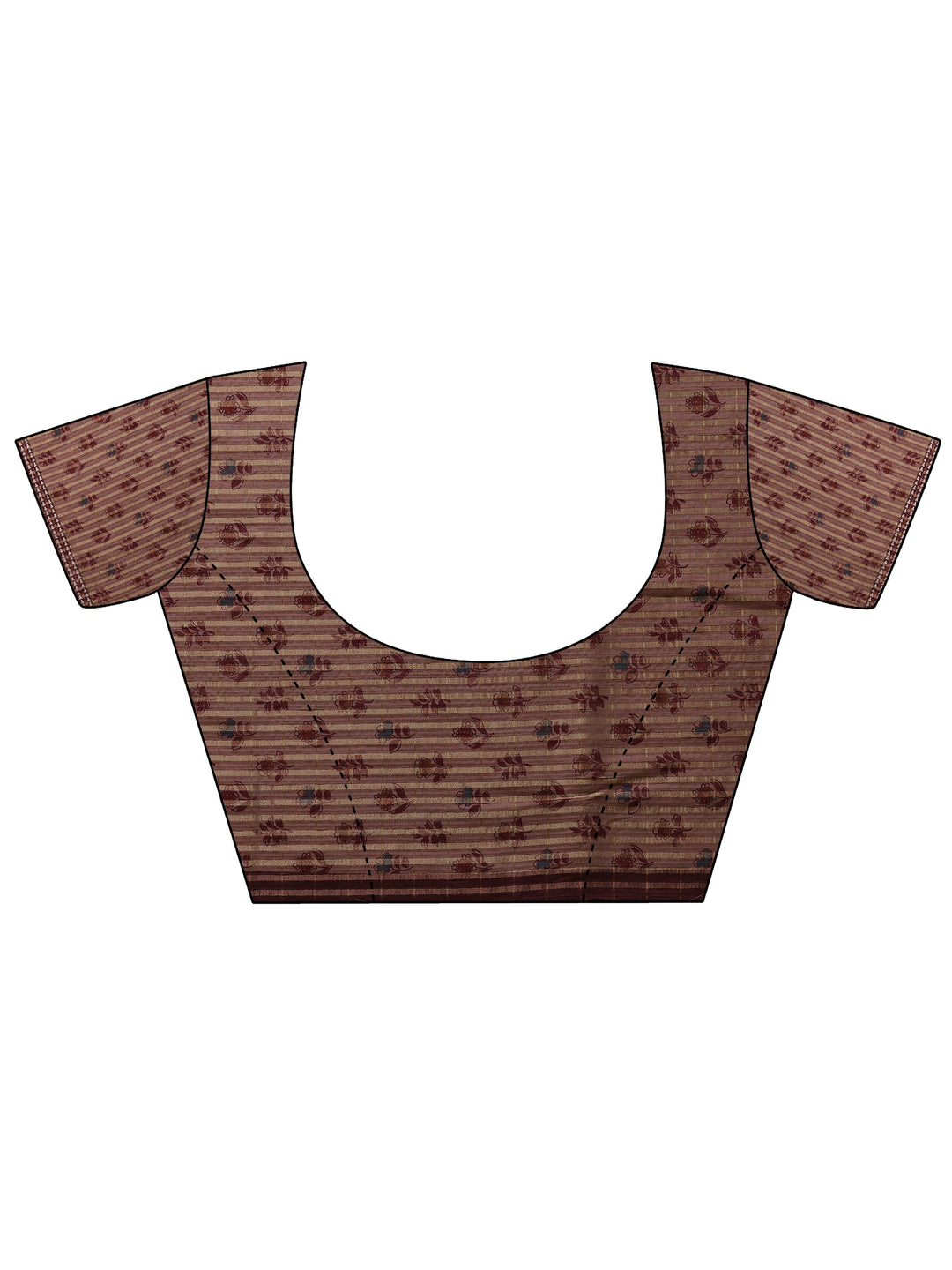 Beige Printed Silk Blend Saree With Unstitched Blouse Piece