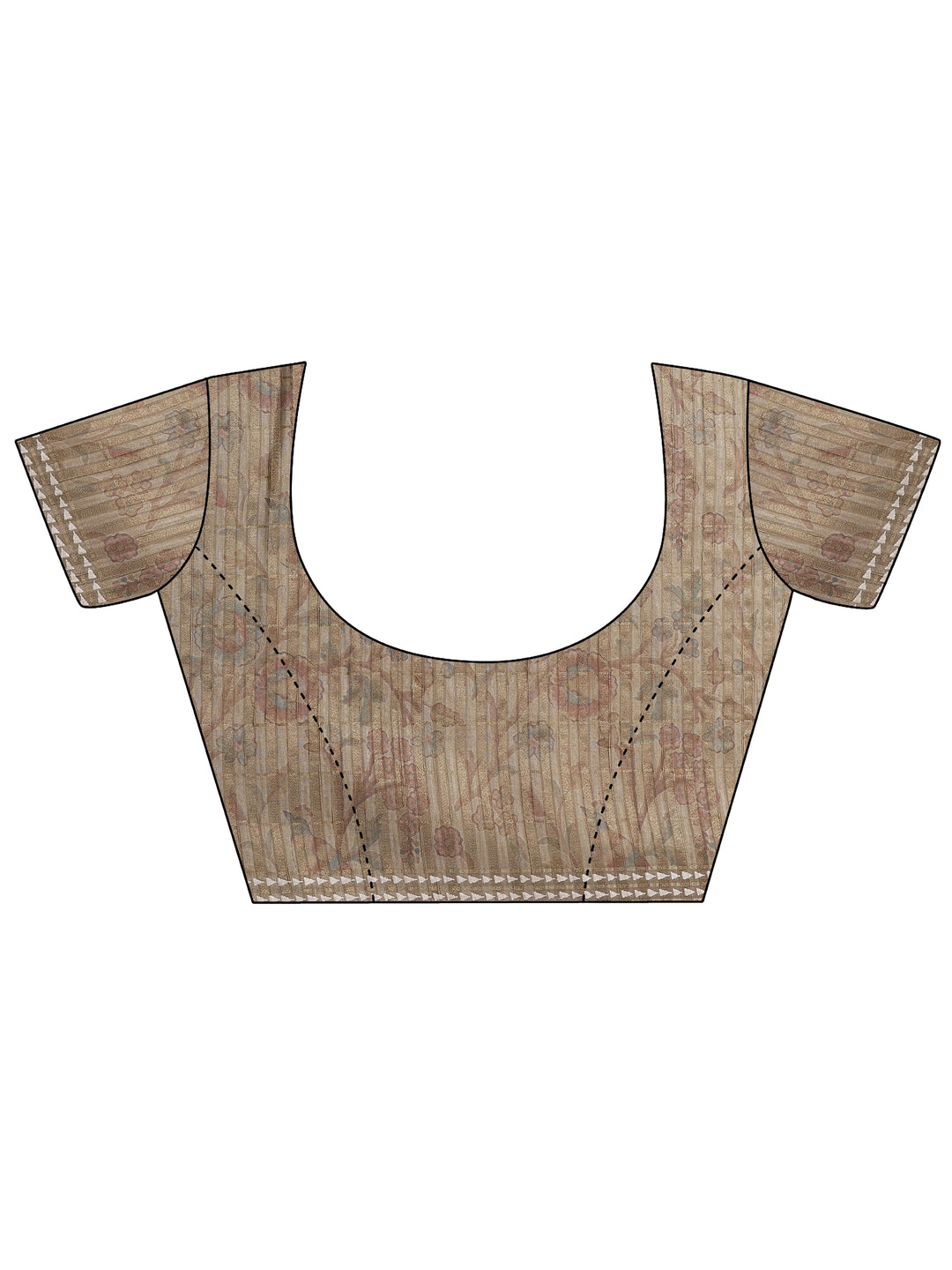 Beige Printed Silk Blend Saree With Unstitched Blouse Piece