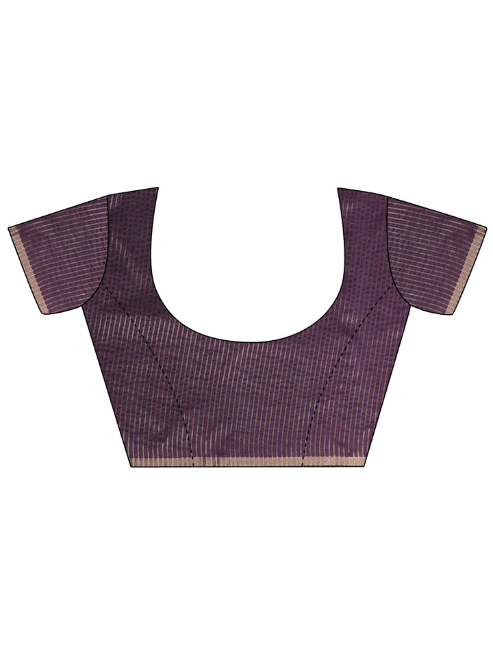 Purple Printed Silk Blend Sarees With Unstitched Blouse Piece