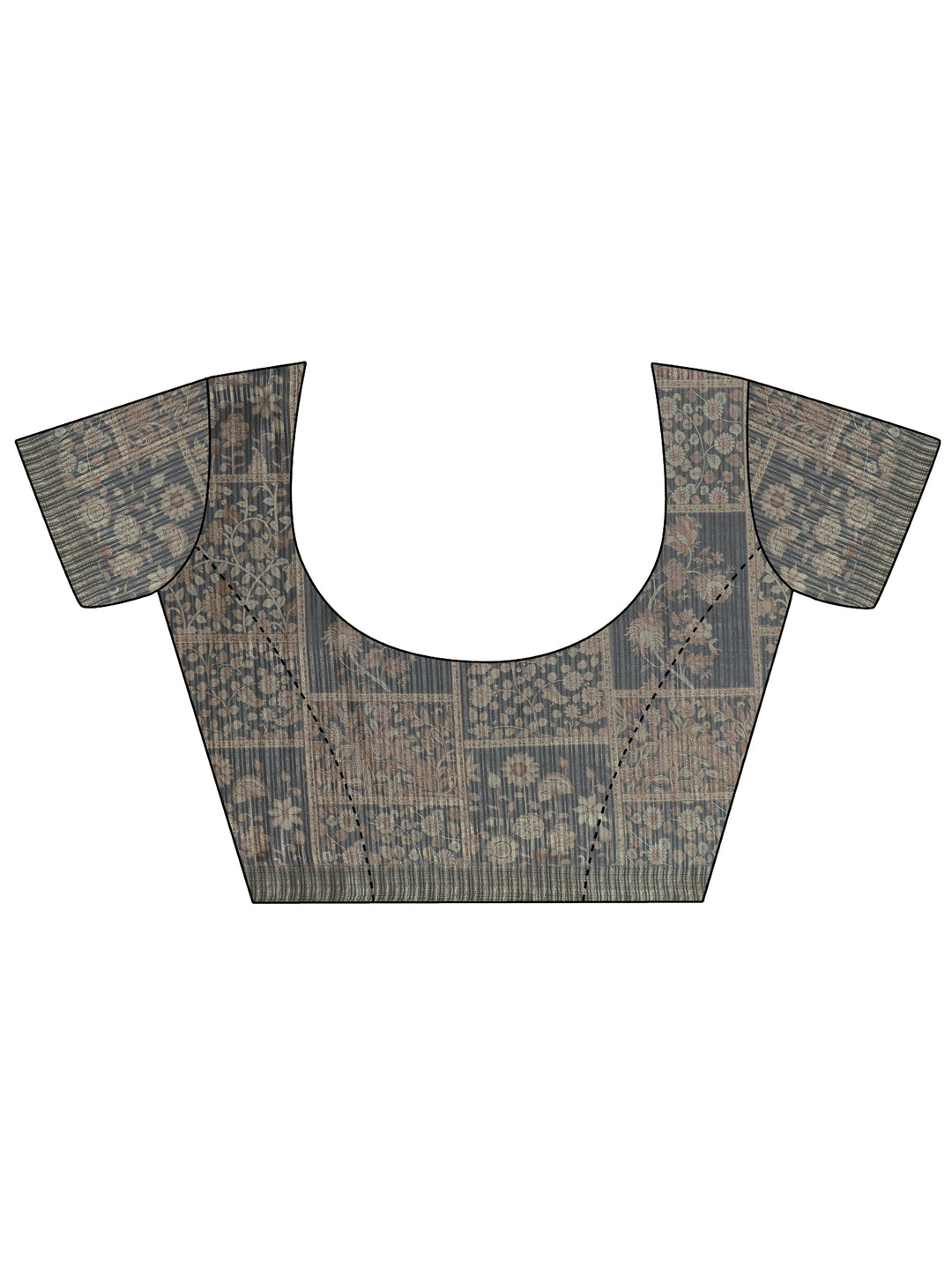 Brown Printed Silk Blend Sarees With Unstitched Blouse Piece